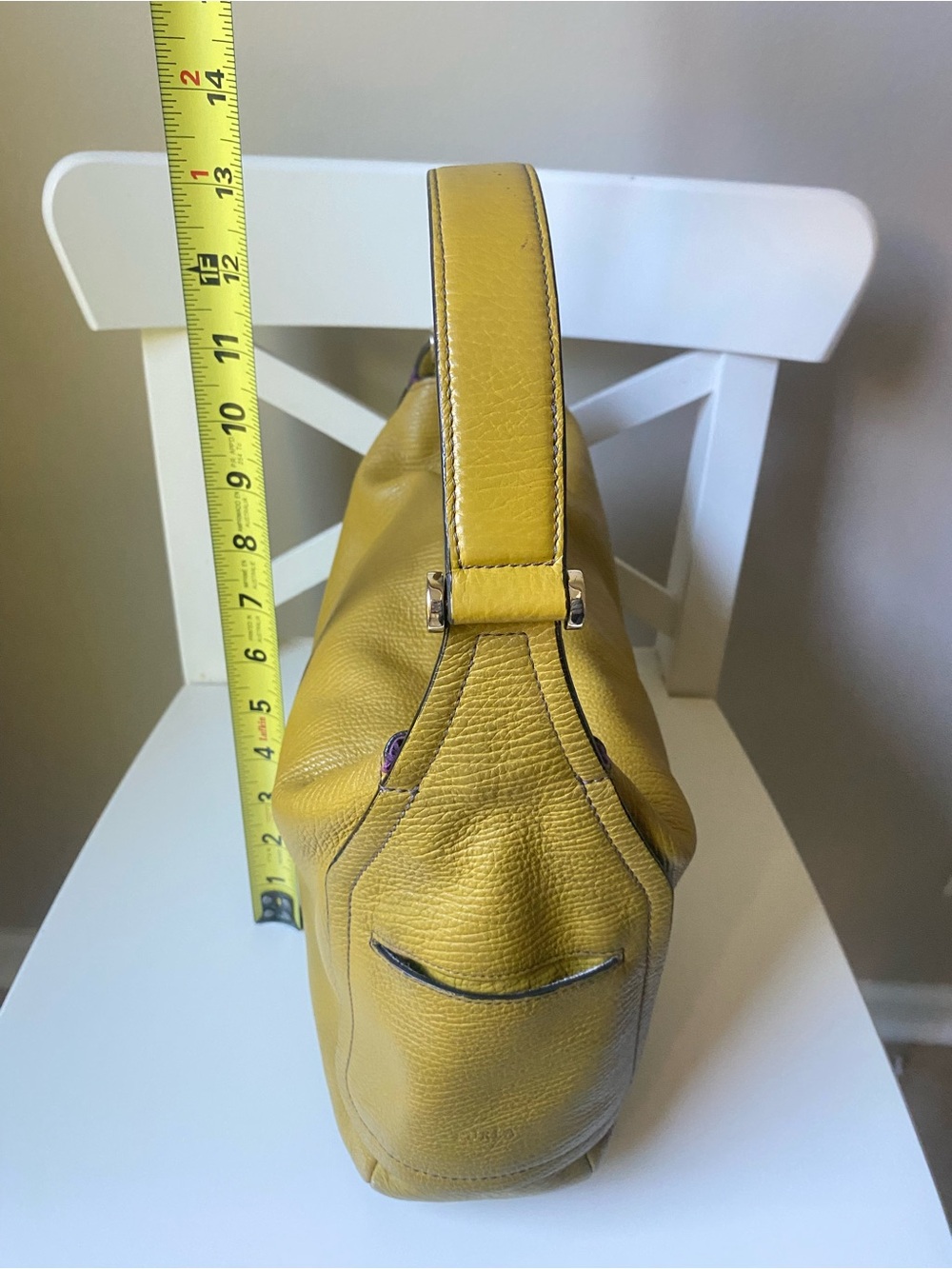 Furla Mustard Yellow Leather Hobo Shoulder Bag - Picture 3 of 13